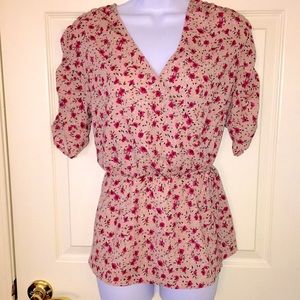 Gorgeous romantic floral pink peplum top